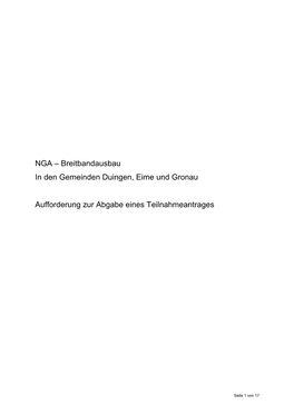 Breitbandausbau in Den Gemeinden Duingen, Eime Und Gronau