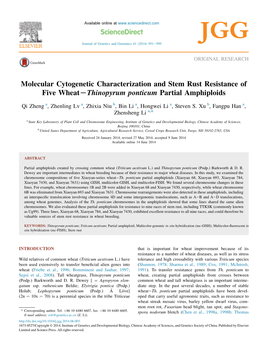 Molecular Cytogenetic Characterization and Stem Rust Resistance of Five Wheatlthinopyrum Ponticum Partial Amphiploids