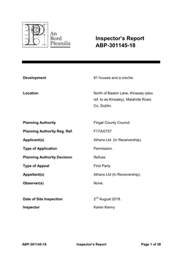 Inspector's Report ABP-301145-18