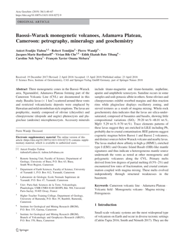 Baossi–Warack Monogenetic Volcanoes, Adamawa Plateau, Cameroon: Petrography, Mineralogy and Geochemistry