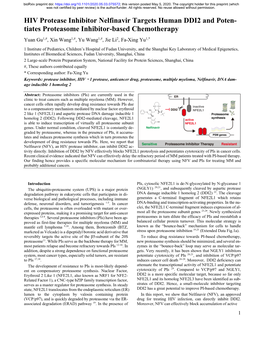 HIV Protease Inhibitor Nelfinavir Targets Human DDI2 and Potentiates Proteasome Inhibitor-Based Chemotherapy