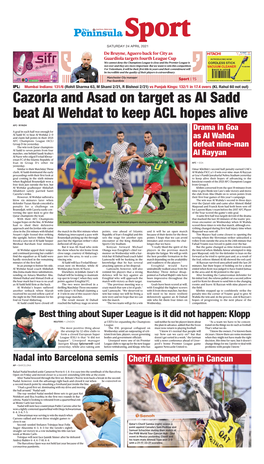 Cazorla and Asad on Target As Al Sadd Beat Al Wehdat to Keep ACL