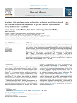 Bioorganic Chemistry 89 (2019) 103004