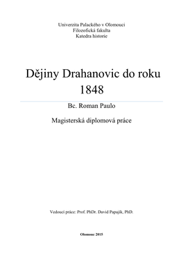 Dějiny Drahanovic Do Roku 1848 Bc