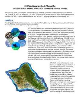 2007 Abridged Methods Manual for Shallow‐Water Benthic Habitats of the Main Hawaiian Islands