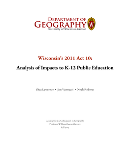 Analysis of Impacts to K-12 Public Education