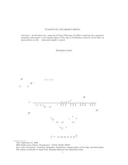 TANGENT SPHERE of EDGE in TETRAHEDRON 1. Introduction For