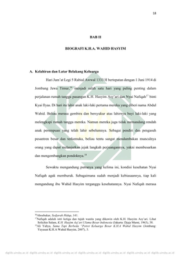 BAB II BIOGRAFI K.H.A. WAHID HASYIM A. Kelahiran Dan Latar