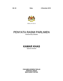 PENYATA RASMI PARLIMEN Parliamentary Debates