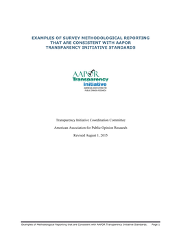 Examples of Survey Methodological Reporting That Are Consistent with Aapor Transparency Initiative Standards