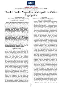 Sharded Parallel Mapreduce in Mongodb for Online Aggregation B Rama Mohan Rao, a Govardhan, Dept