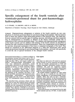 Specific Enlargement of the Fourth Ventricle After Ventriculo-Peritoneal Shunt for Post-Haemorrhagic Hydrocephalus