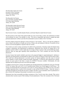 Letter to Governor Cuomo, Assembly Speaker Heastie, and Senate