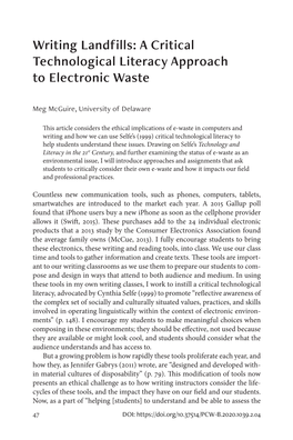 Writing Landfills: a Critical Technological Literacy Approach to Electronic Waste