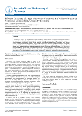 Efficient Discovery of Single-Nucleotide Variations in Cochliobolus Sativus Vegetative Compatibility Groups by Ecotilling