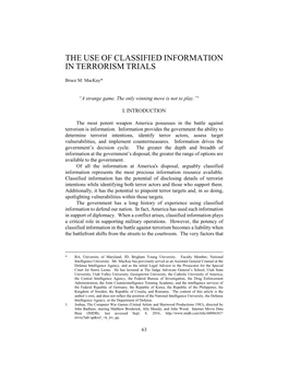 The Use of Classified Information in Terrorism Trials