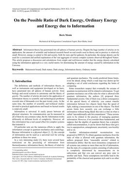 Bekenstein Bound, Dark Matter, Dark Energy, Information Theory, Ordinary Matter