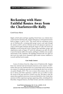 Reckoning with Hate: Faithful Routes Away from the Charlottesville Rally