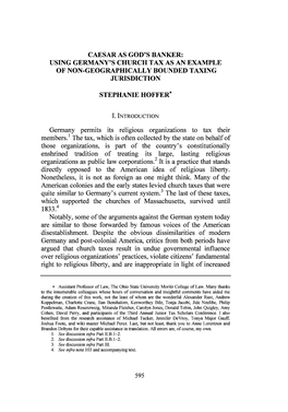 Caesar As God's Banker: Using Germany's Church Tax As an Example of Non-Geographically Bounded Taxing Jurisdiction