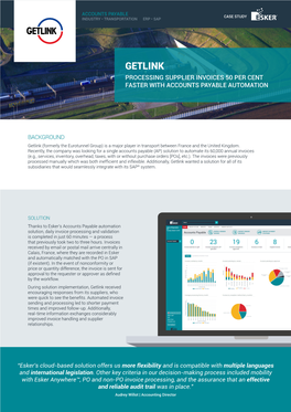 Getlink Processing Supplier Invoices 50 Per Cent Faster with Accounts Payable Automation