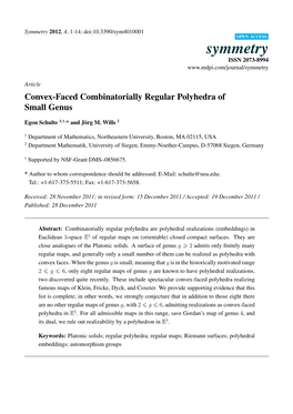 Convex-Faced Combinatorially Regular Polyhedra of Small Genus