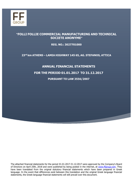 “Folli Follie Commercial Manufacturing and Technical Societe Anonyme”