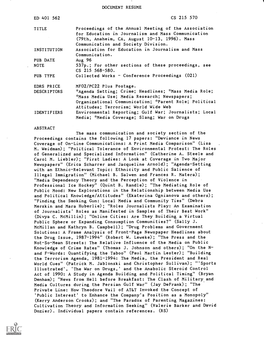 Proceedings of the Annual Meeting of the Association for Education in Journalism and Mass Communication (79Th, Anaheim, CA, August 10-13, 1996)