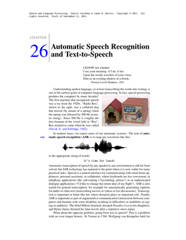26Automatic Speech Recognition and Text-To-Speech