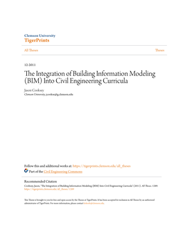 The Integration of Building Information Modeling (Bim) Into Civil Engineering Curricula