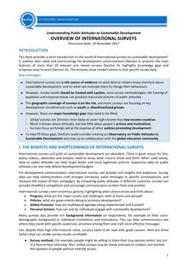 Overview of International Surveys