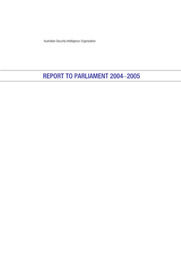 Report to Parliament 2004-05