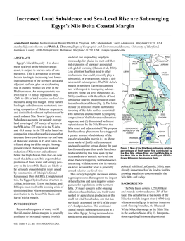 Increased Land Subsidence and Sea-Level Rise Are Submerging Egypt’S Nile Delta Coastal Margin