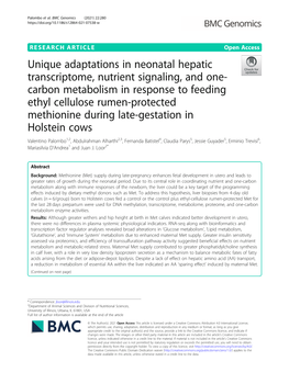 Unique Adaptations in Neonatal Hepatic Transcriptome, Nutrient