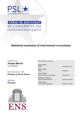 Statistical Mechanics of Viral-Immune Co-Evolution
