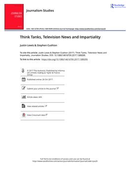 Think Tanks, Television News and Impartiality