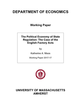 The Political Economy of State Regulation: the Case of the English Factory Acts