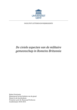 De Civiele Aspecten Van De Militaire Gemeenschap in Romeins Britannia