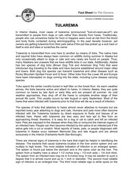 Tularemia Fact Sheet for Pet Owners