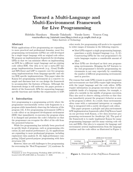 Toward a Multi-Language and Multi-Environment Framework for Live Programming