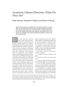 Academic Library Directors: What Do They Do?