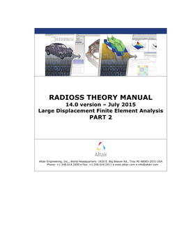 RADIOSS THEORY MANUAL 14.0 Version – July 2015 Large Displacement Finite Element Analysis PART 2