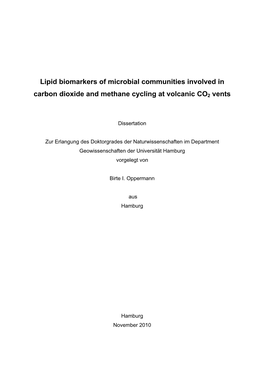 Lipid Biomarkers of Microbial Communities Involved in Carbon Dioxide and Methane Cycling at Volcanic CO2 Vents