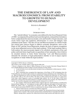 The Emergence of Law and Macroeconomics: from Stability to Growth to Human Development