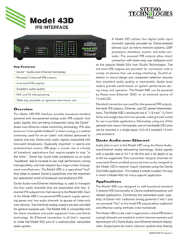 Overview Dante Audio-Over-Ethernet Applications