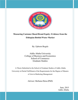 Addis Ababa University College of Business and Economics School of Commerce Graduate Studies