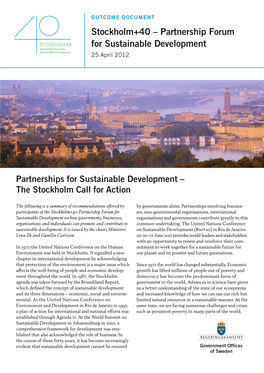 Partnership Forum for Sustainable Development 25 April 2012