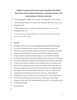 Timing of Regional Deformation And