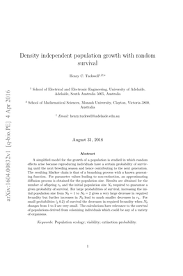 Density Independent Population Growth with Random Survival