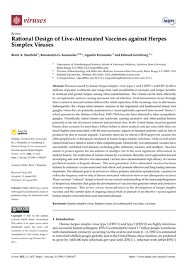 Rational Design of Live-Attenuated Vaccines Against Herpes Simplex Viruses