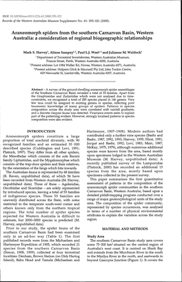 Araneomorph Spiders from the Southern Carnarvon Basin, Western Australia: a Consideration of Regional Biogeographic Relationships